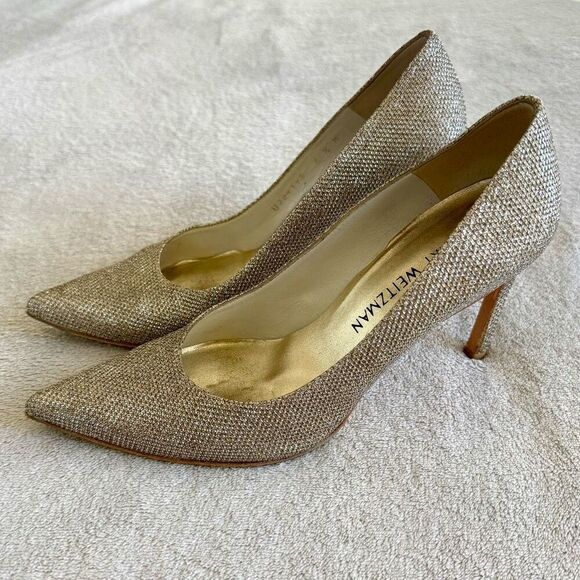 Stuart Weitzman Heist Platinum Noir Pointed Toe Pumps - Picture 4 of 16